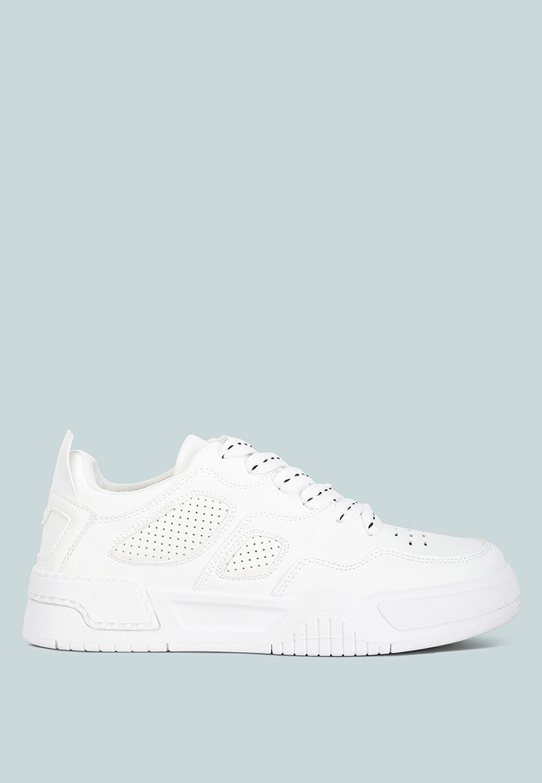 panelling detail flatform sneakers#color_white