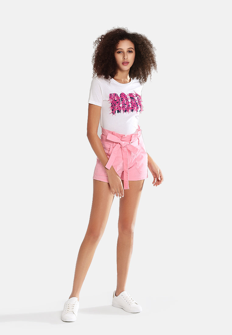 paper bag shorts#color_pink