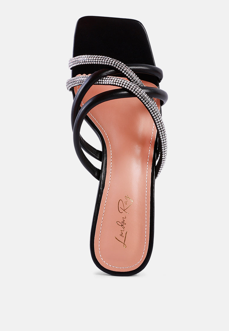 parisian cut out heel diamante sandals#color_black