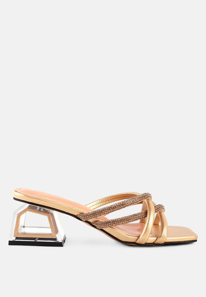 parisian cut out heel diamante sandals#color_gold