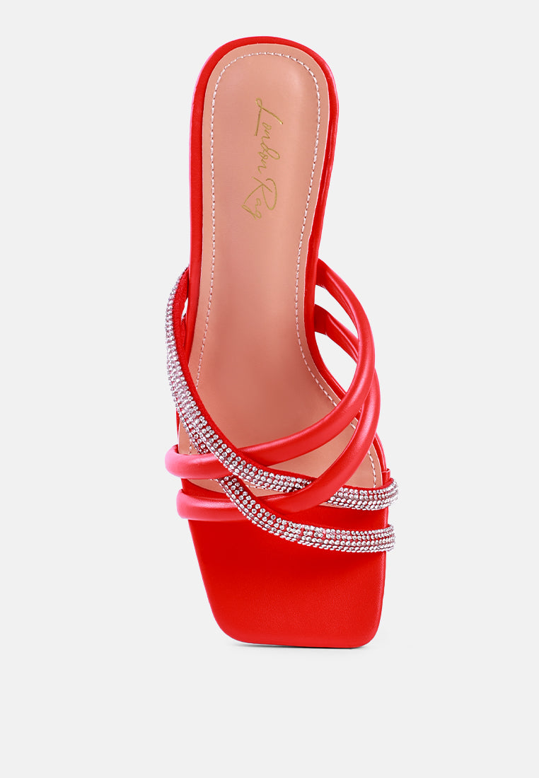 parisian cut out heel diamante sandals#color_red