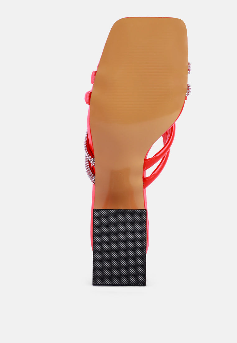 parisian cut out heel diamante sandals#color_red