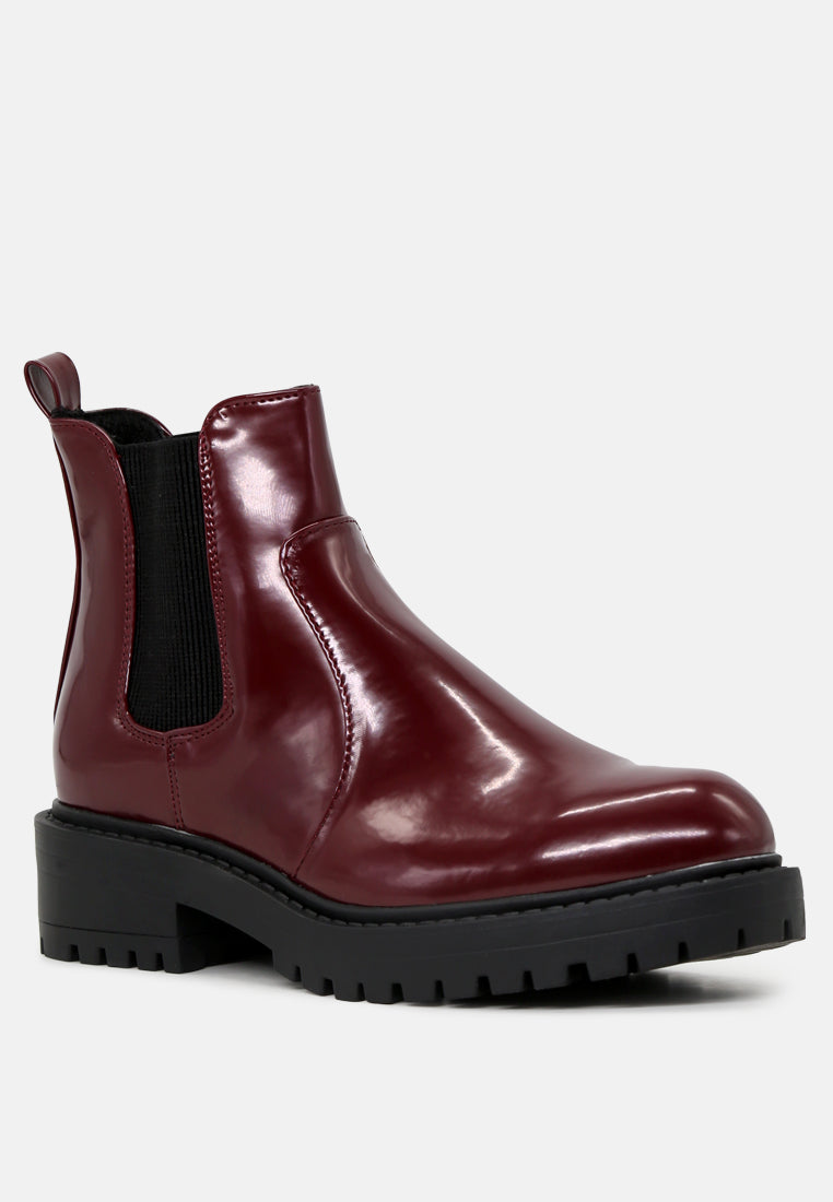 patent boots with chunky sole#color_wine-red