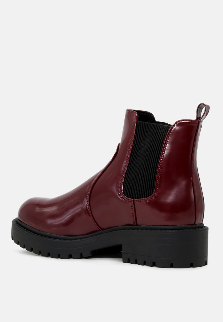 patent boots with chunky sole#color_wine-red