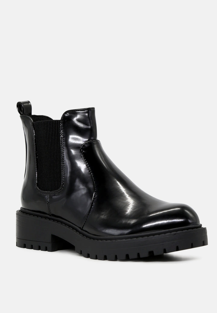 patent boots with chunky sole#color_black