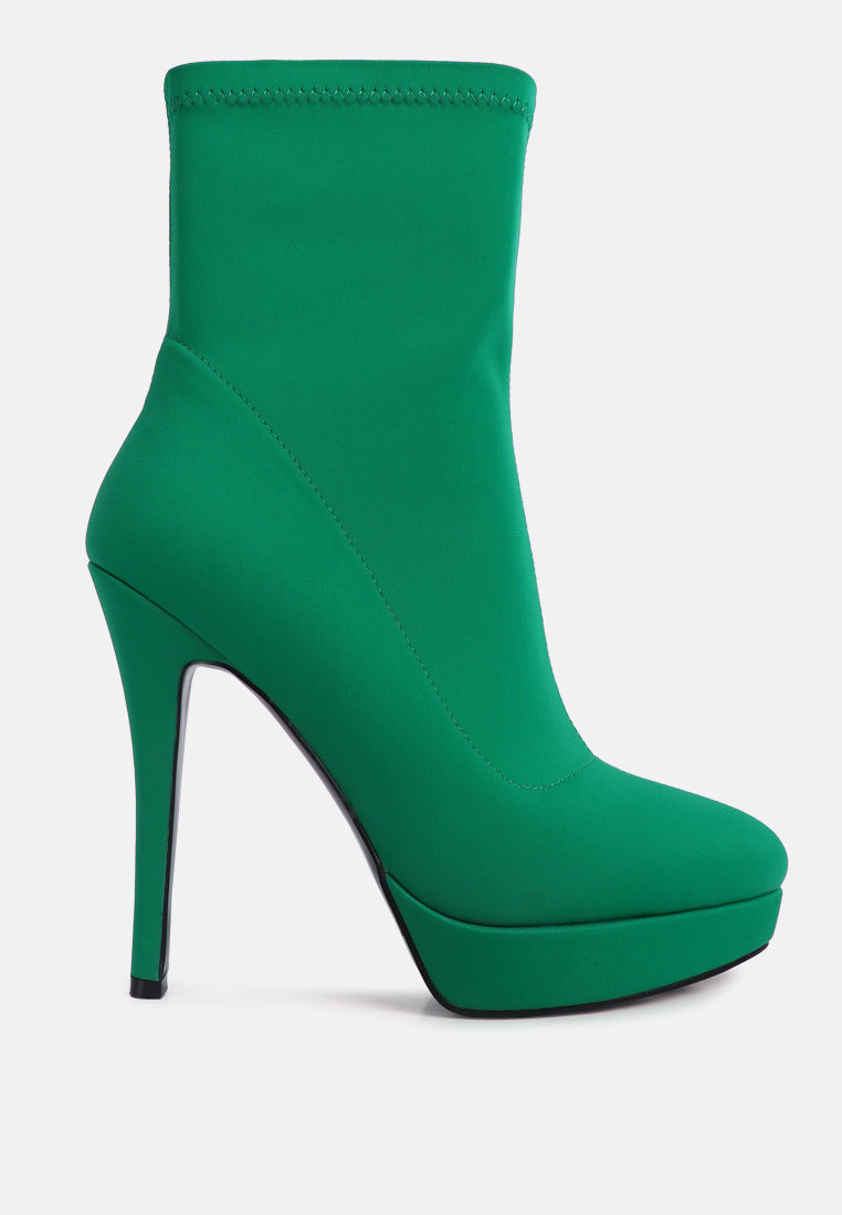 patotie lycra high heel ankle boots#color_green