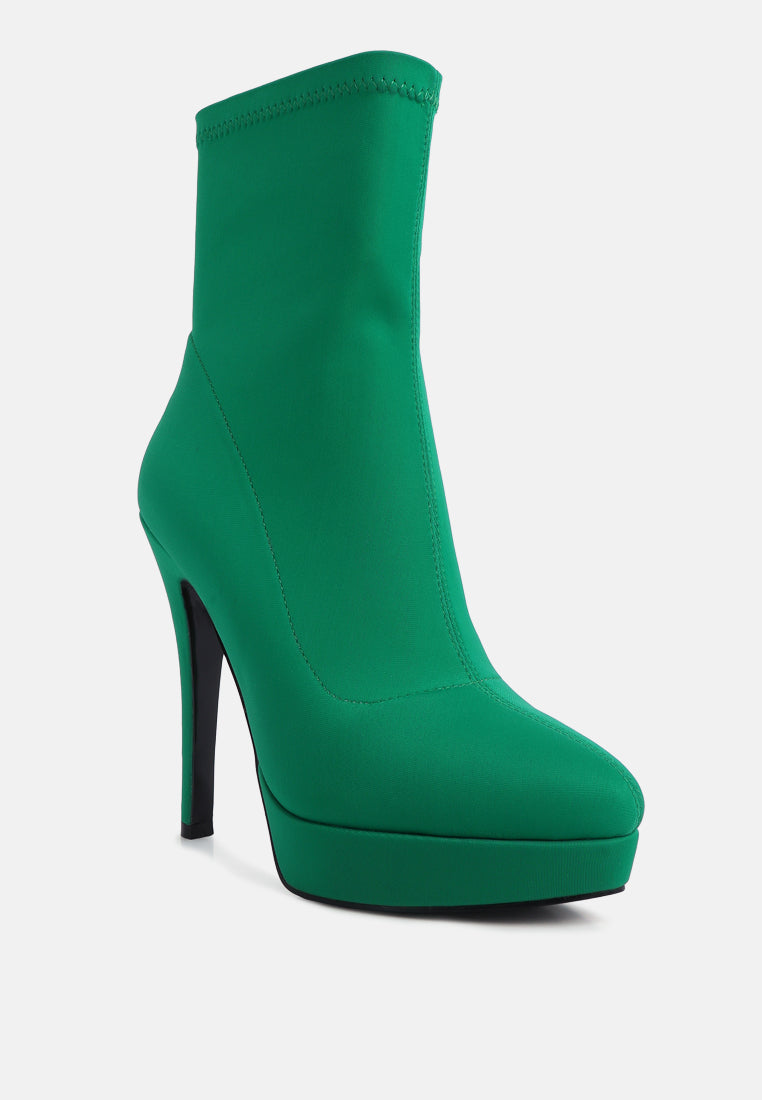 patotie lycra high heel ankle boots#color_green