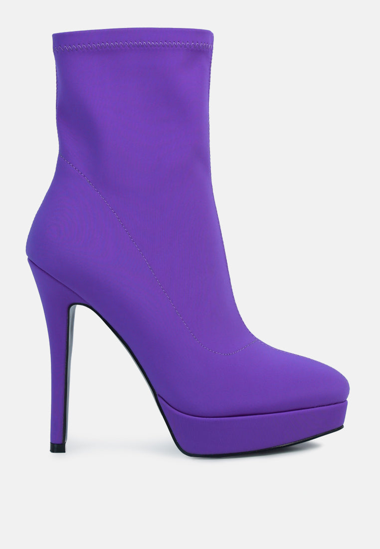 patotie lycra high heel ankle boots#color_purple