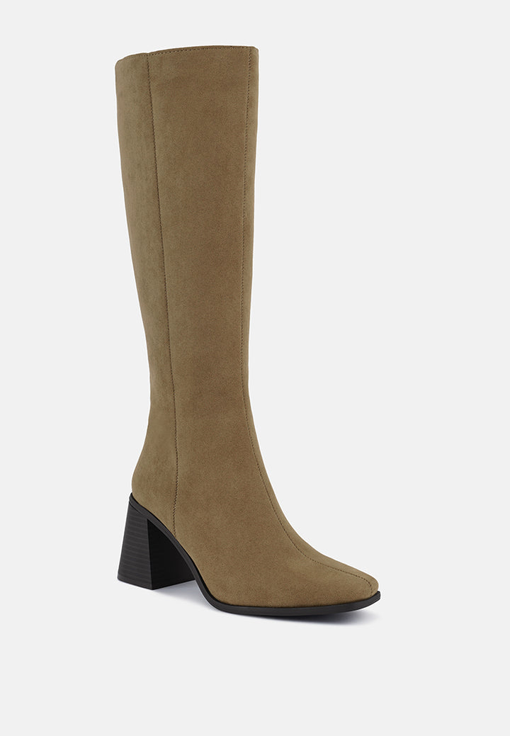 paytin faux leather block heel calf length boots#color_taupe