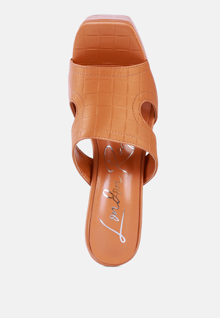 pda croc high heel platform sandals#color_tan