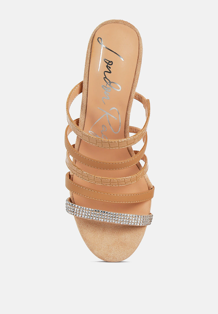 peaches multi strap rhinestone embellished sandals#color_beige