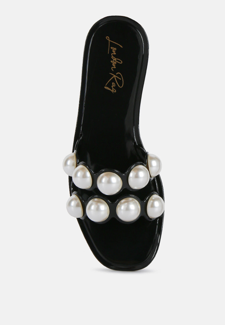 pearla faux pearl detail jelly flats#color_black