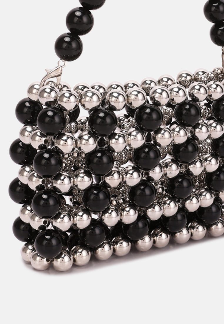 pearl beaded sling bag#color_black