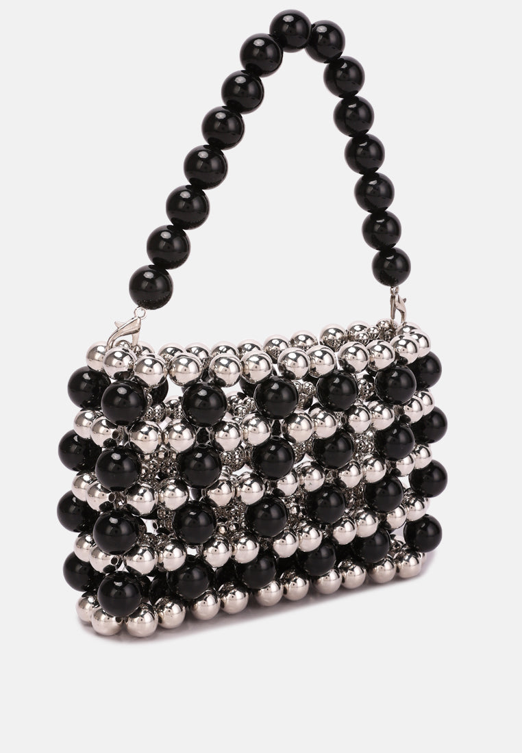 pearl beaded sling bag#color_black