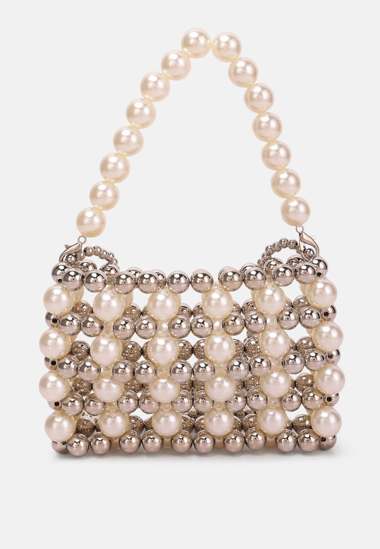 pearl beaded sling bag#color_white