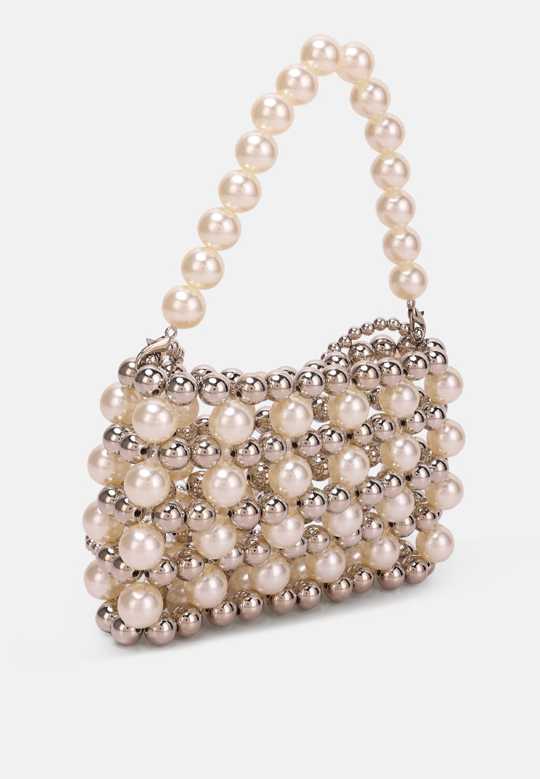 pearl beaded sling bag#color_white