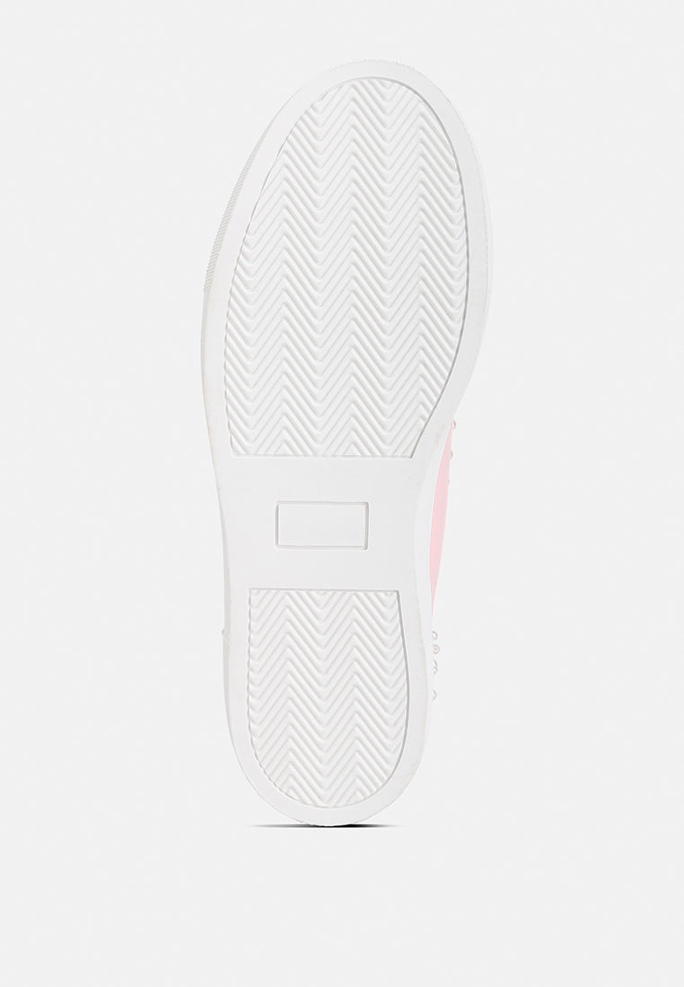 Zapatillas sin cordones con adornos de perlas nacaradas#color_pink