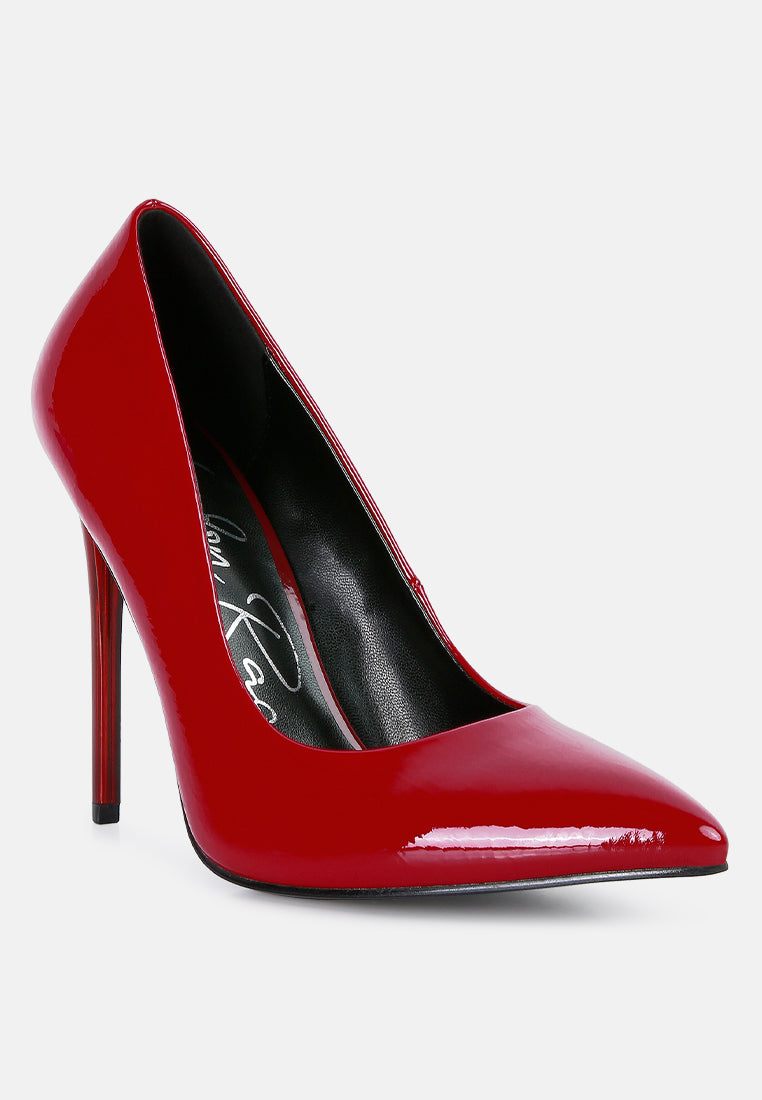 personated stiletto heel pumps#color_red