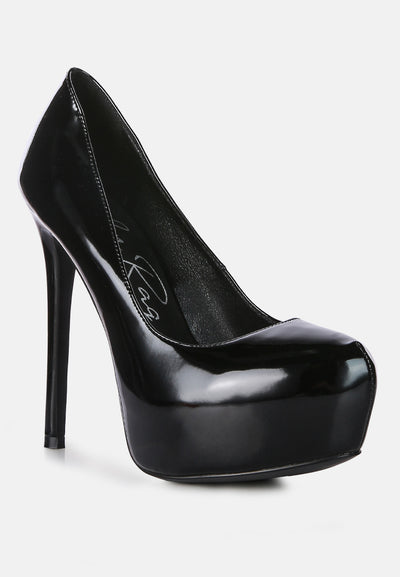pismis patent pu high heeled stiletto sandal#color_black
