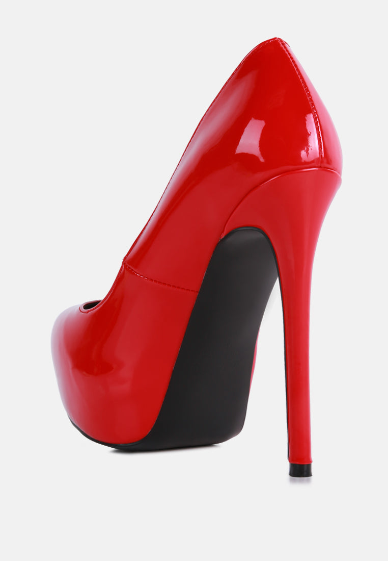 pismis patent pu high heeled stiletto sandal#color_red