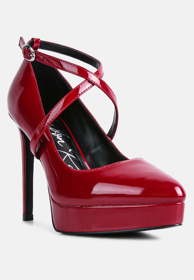 pixie dust high heel cross strapped stiletto sandals#color_burgundy