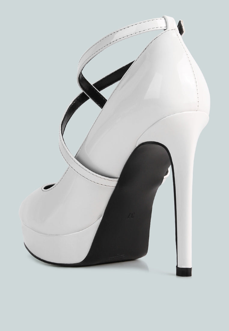 pixie dust high heel cross strapped stiletto sandals#color_white