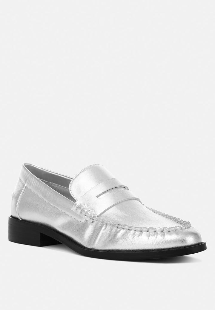 genuine leather loafers by ruw color_silver