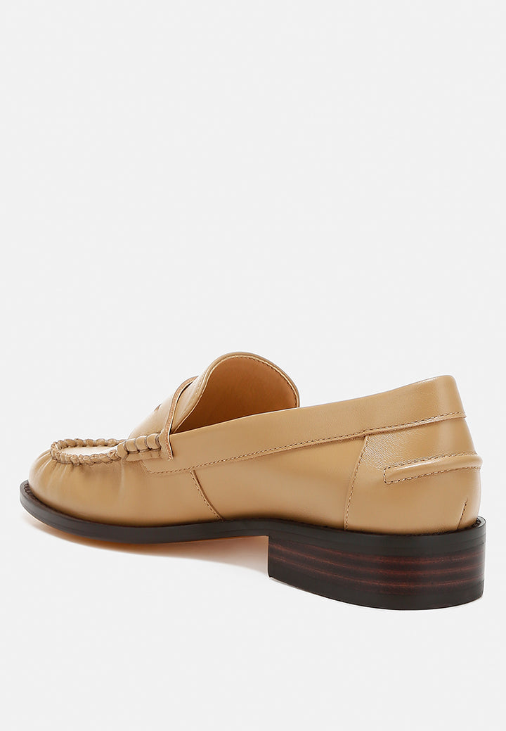 genuine leather loafers by ruw color_beige
