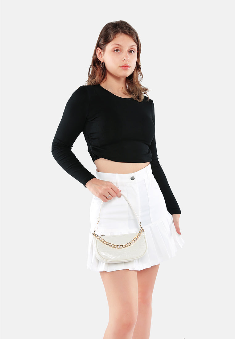 pleated tennis skater skirt#color_white
