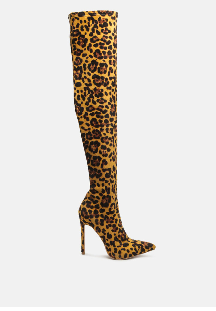 pokey suede over the knee block heeled boots#color_leopard