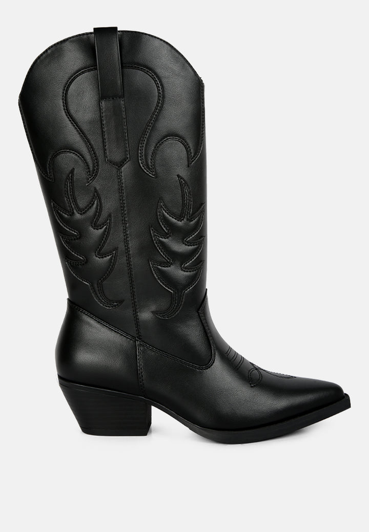 ponsies embroidered cowboy boots#color_black