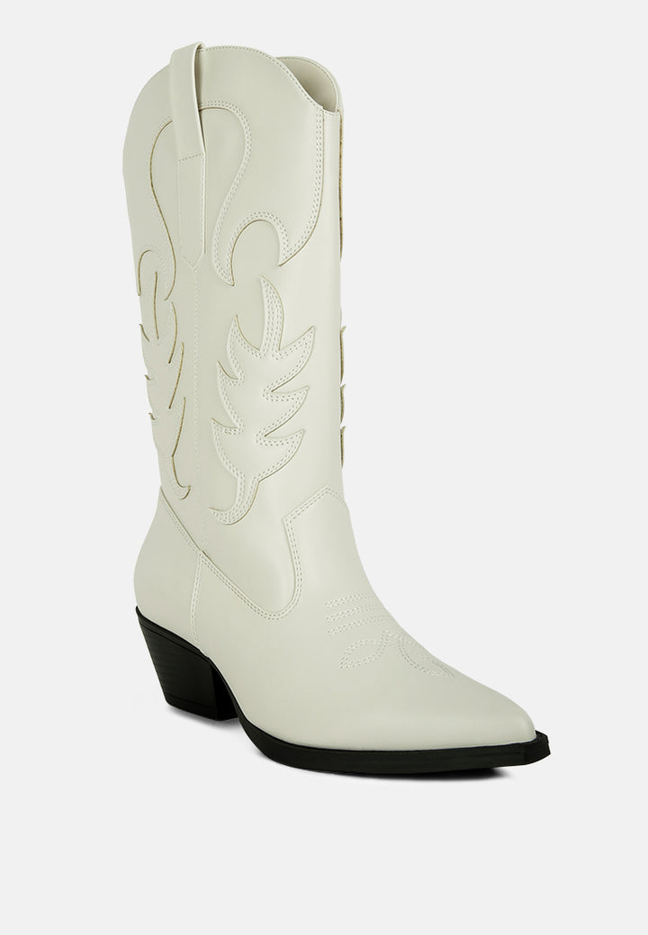 ponsies embroidered cowboy boots#color_ecru