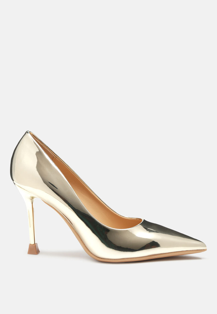 poudre metallic stiletto faux leathermp shoes#color_gold