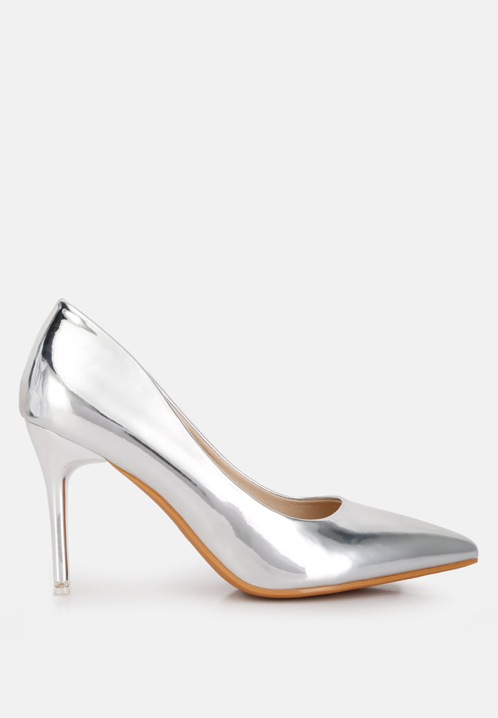 poudre metallic stiletto faux leathermp shoes#color_silver