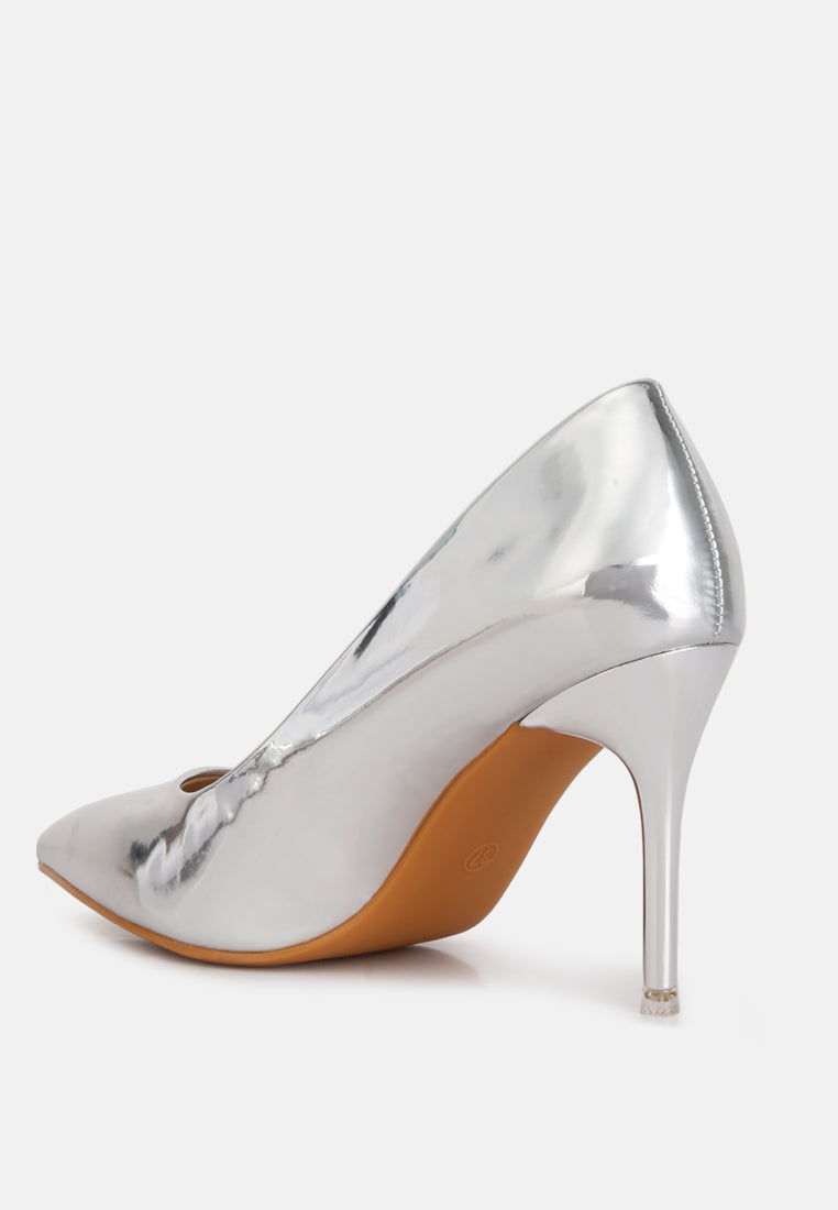 poudre metallic stiletto faux leathermp shoes#color_silver