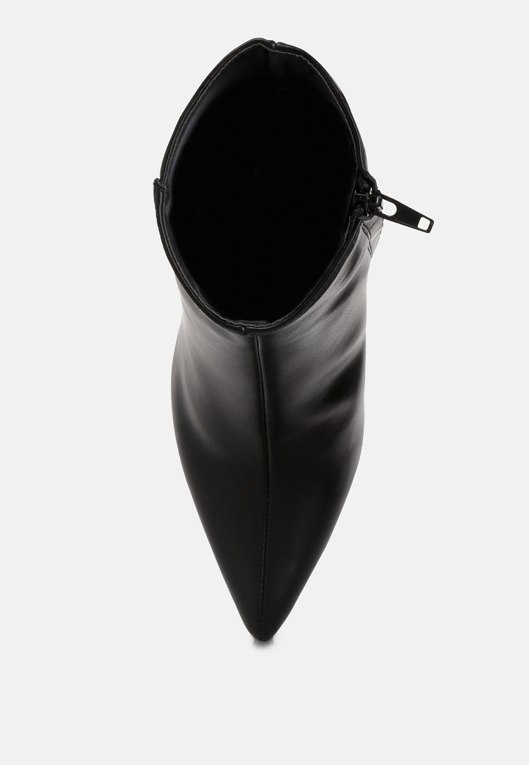 prax ankle length stilleto heel boots#color_black