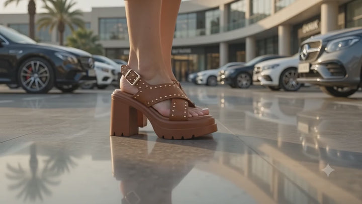 nambo stud embellished block heel sandals#color_tan