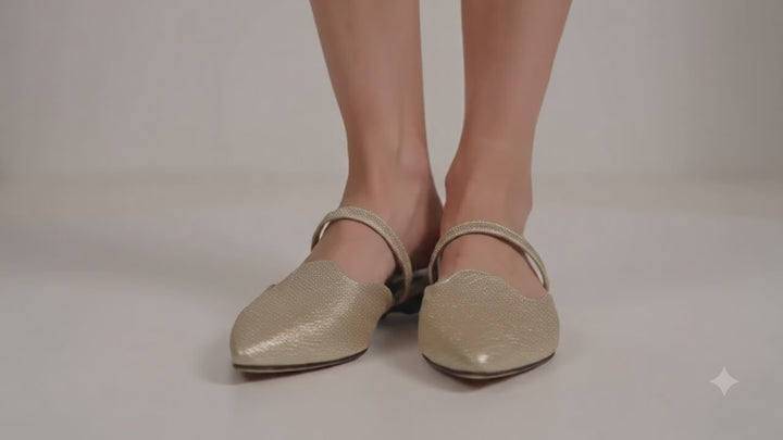 twiggy glitter faux leather flat mules#color_gold