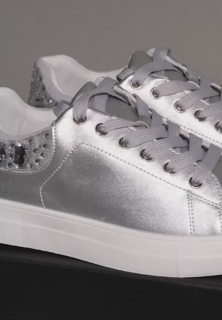gems diamante embellished sneakers#color_silver
