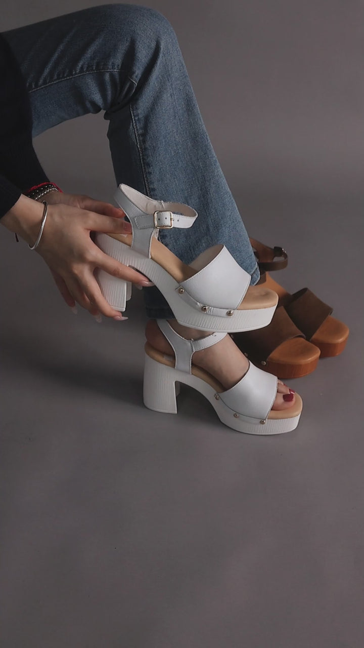 sawor recycled leather high block sandals#color_white