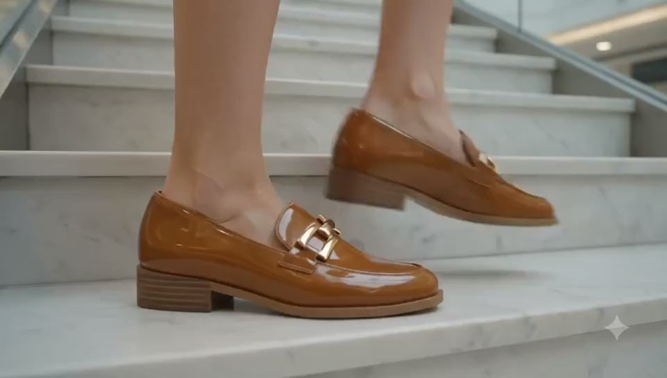 revanta patent faux leather loafers#color_tan