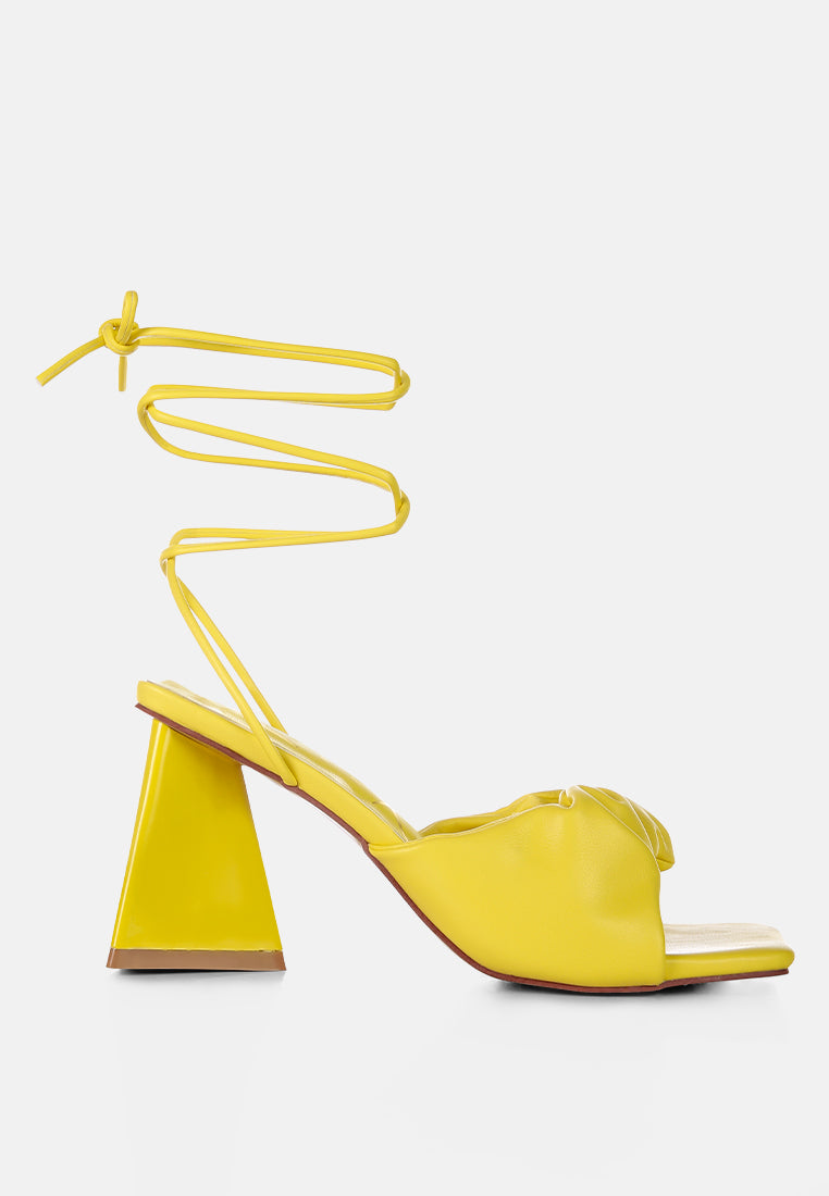 primavera ruched strap triangular heel lace up sandal#color_yellow