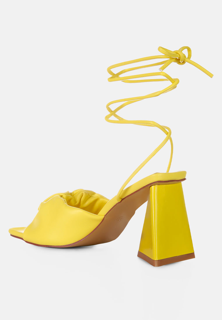 primavera ruched strap triangular heel lace up sandal#color_yellow