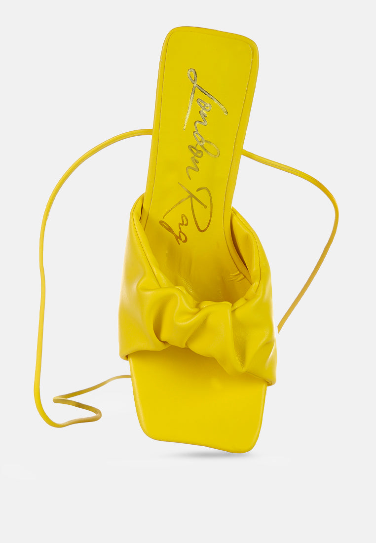 primavera ruched strap triangular heel lace up sandal#color_yellow