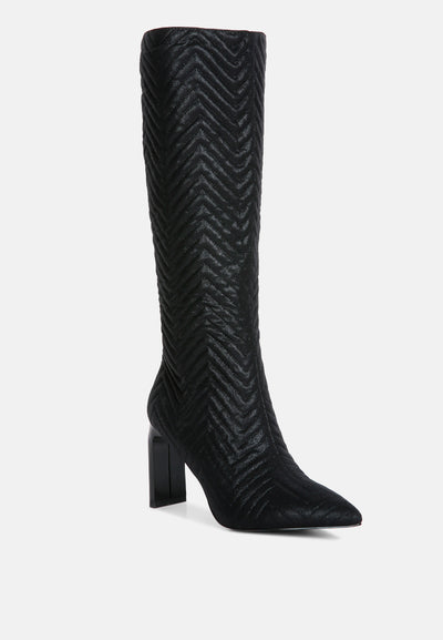 prinkles quilted high italian block heeled calf boots#color_black