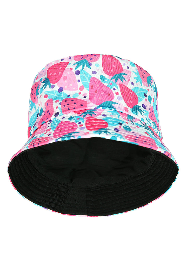 printed bucket hat#color_strawberry