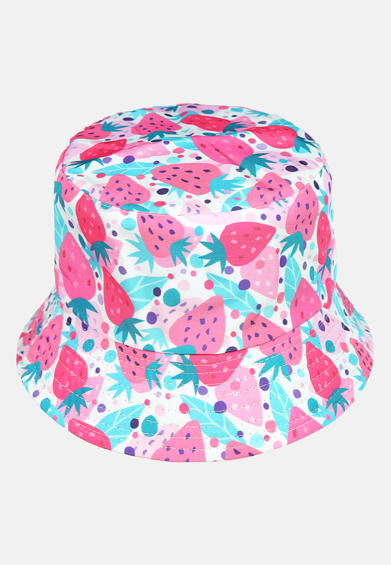 printed bucket hat#color_strawberry