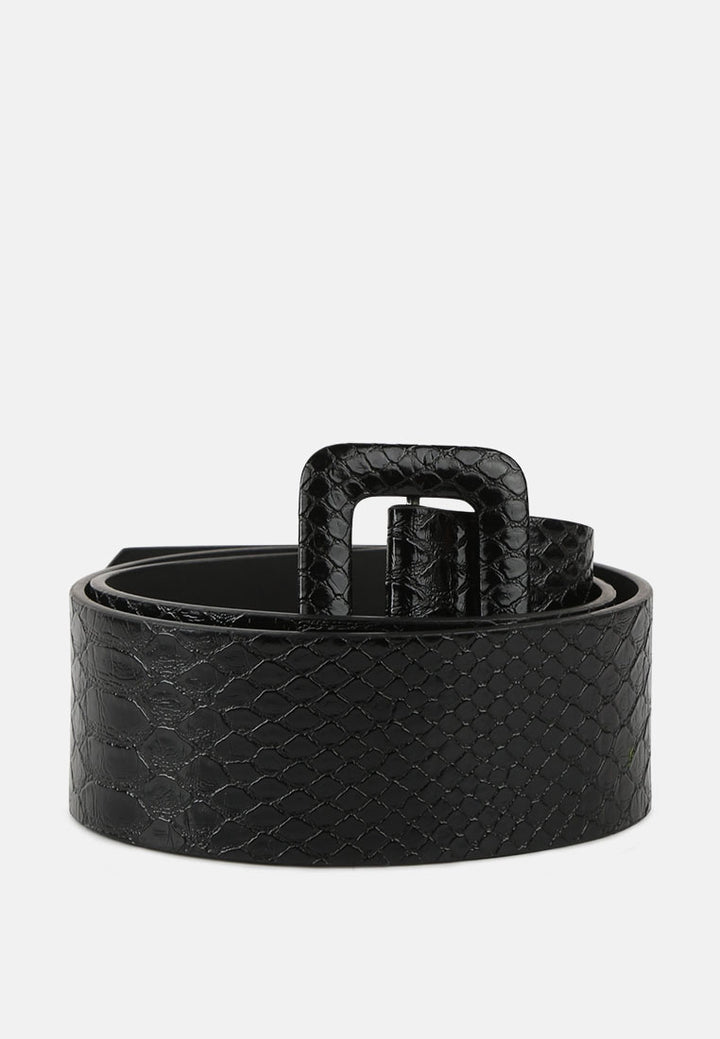 printed buckle belt#color_black