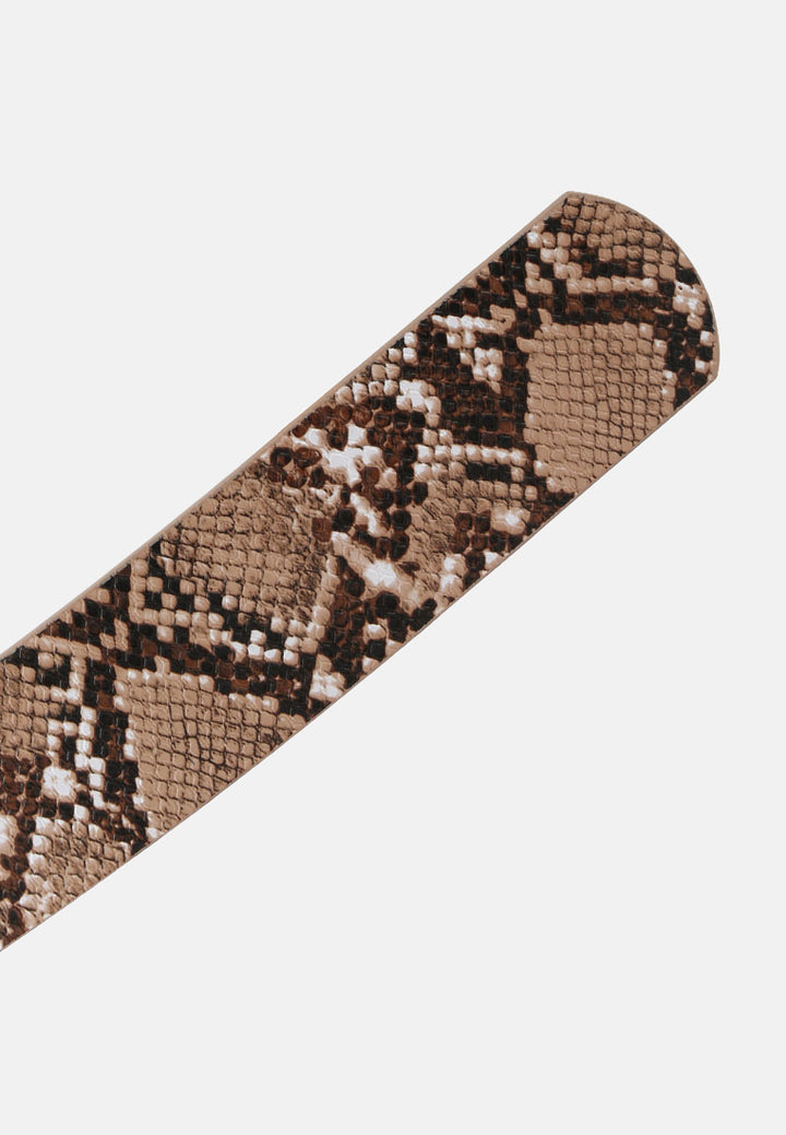 printed buckle belt#color_snake
