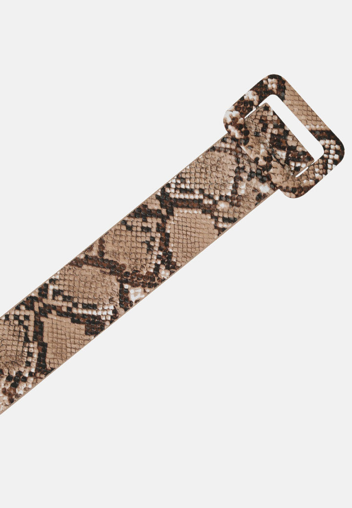 printed buckle belt#color_snake